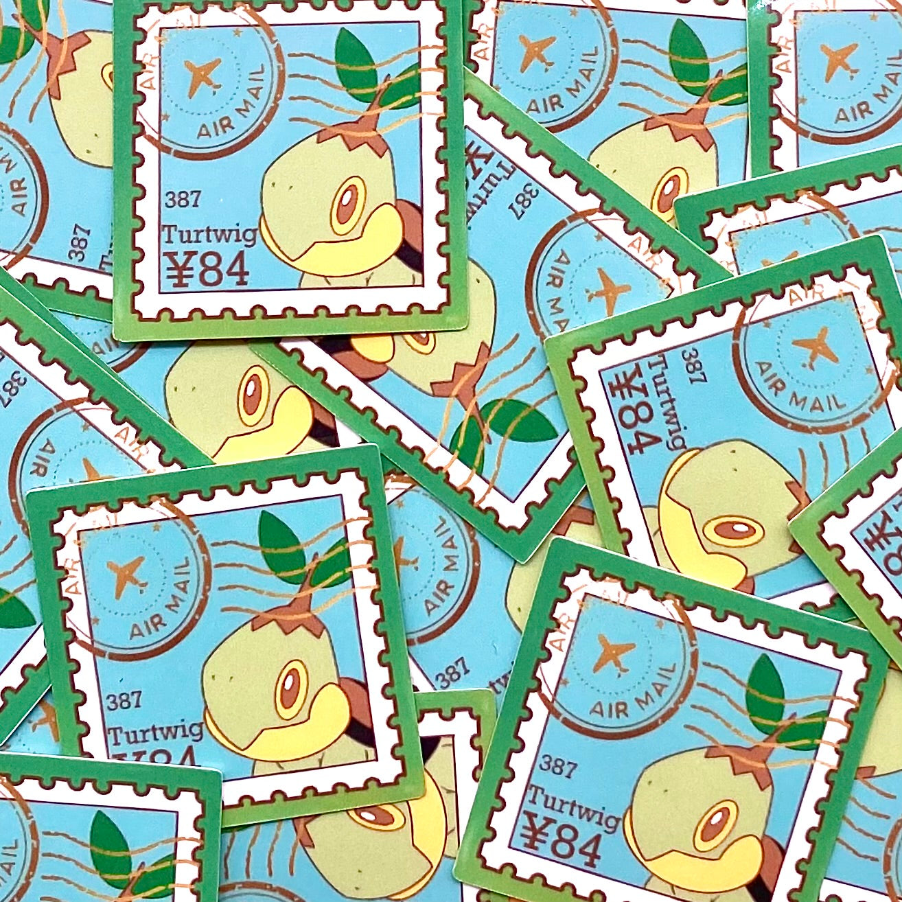 Grass Type Stamps (Mockups) vinyl sticker (Pack of 9)