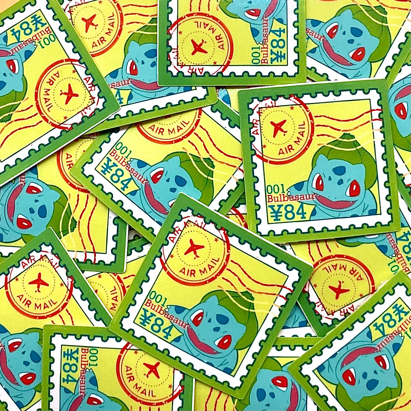 Grass Type Stamps (Mockups) vinyl sticker (Pack of 9)
