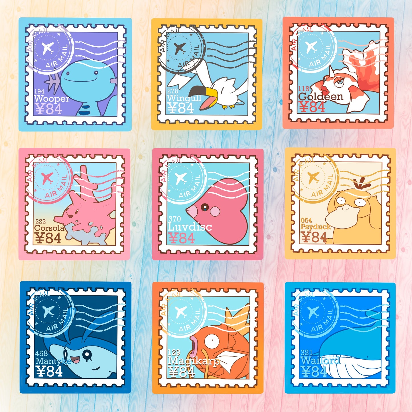 Water Type Vol.2 Stamps (Mockups) vinyl sticker (Pack of 9)