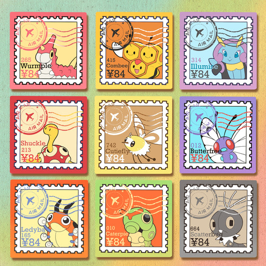 Bug Type Stamps (Mockups) vinyl sticker (Pack of 9)