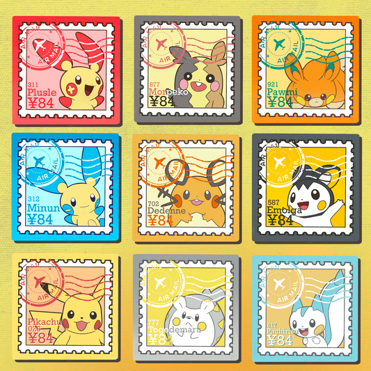 Electric Rats Stamps (Mockups) vinyl sticker (Pack of 9)